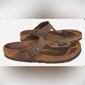 Birkenstock Gizeh Brown Leather Thong Sandals Size 36